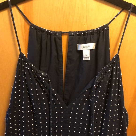J CREW Navy Blue Polka Dot Tassel Maxi Dress XS - Picture 6 of 8